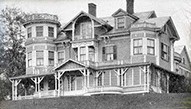 Then and Now: a black and white image of a palatial Englewood home.