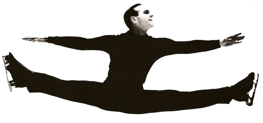 Dick Button, jumping on skates.