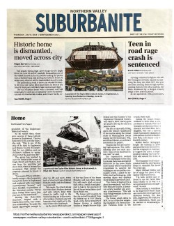 Suburbanite article: "Historic Home is Dismantled, Moved Across City."